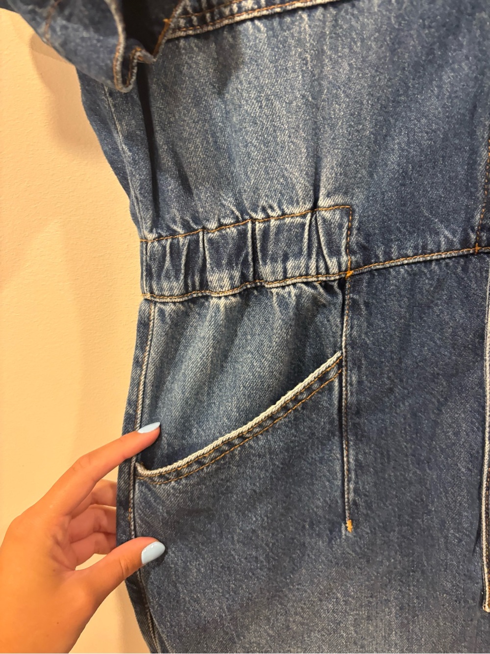 Free People x We the Free Marci Denim Jumpsuit Coveralls Blue XL OBII54494 - Picture 12 of 13